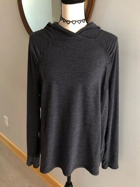 Danskin Now Drimore Charcoal Hooded Ruched Athletic Pullover Top Size XL
